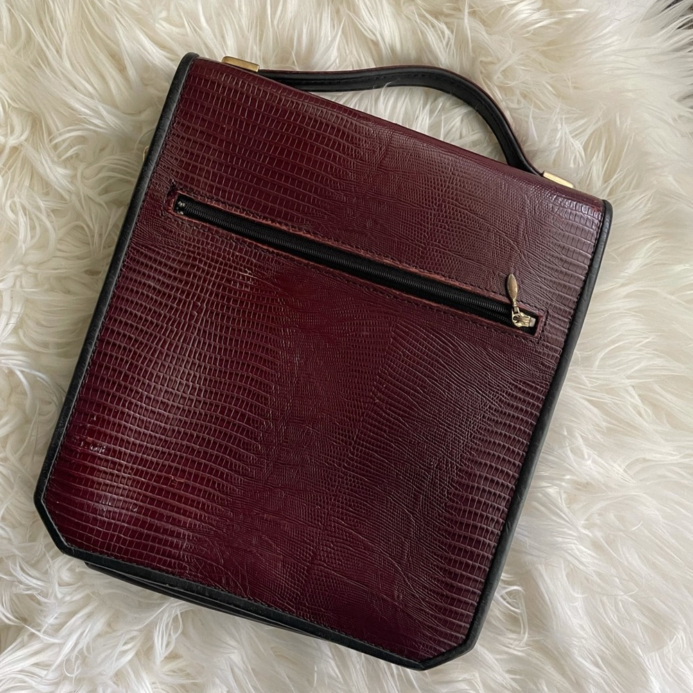 Vintage Real Leather Embossed Messenger Bag Purse - Picture 3 of 11